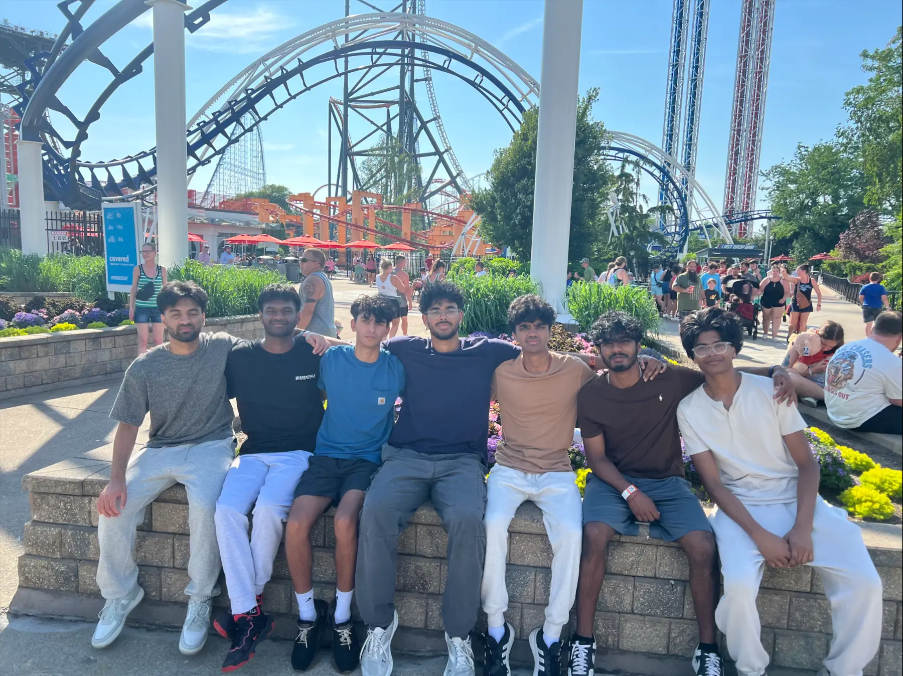 Supreeth at an amusement park with friends